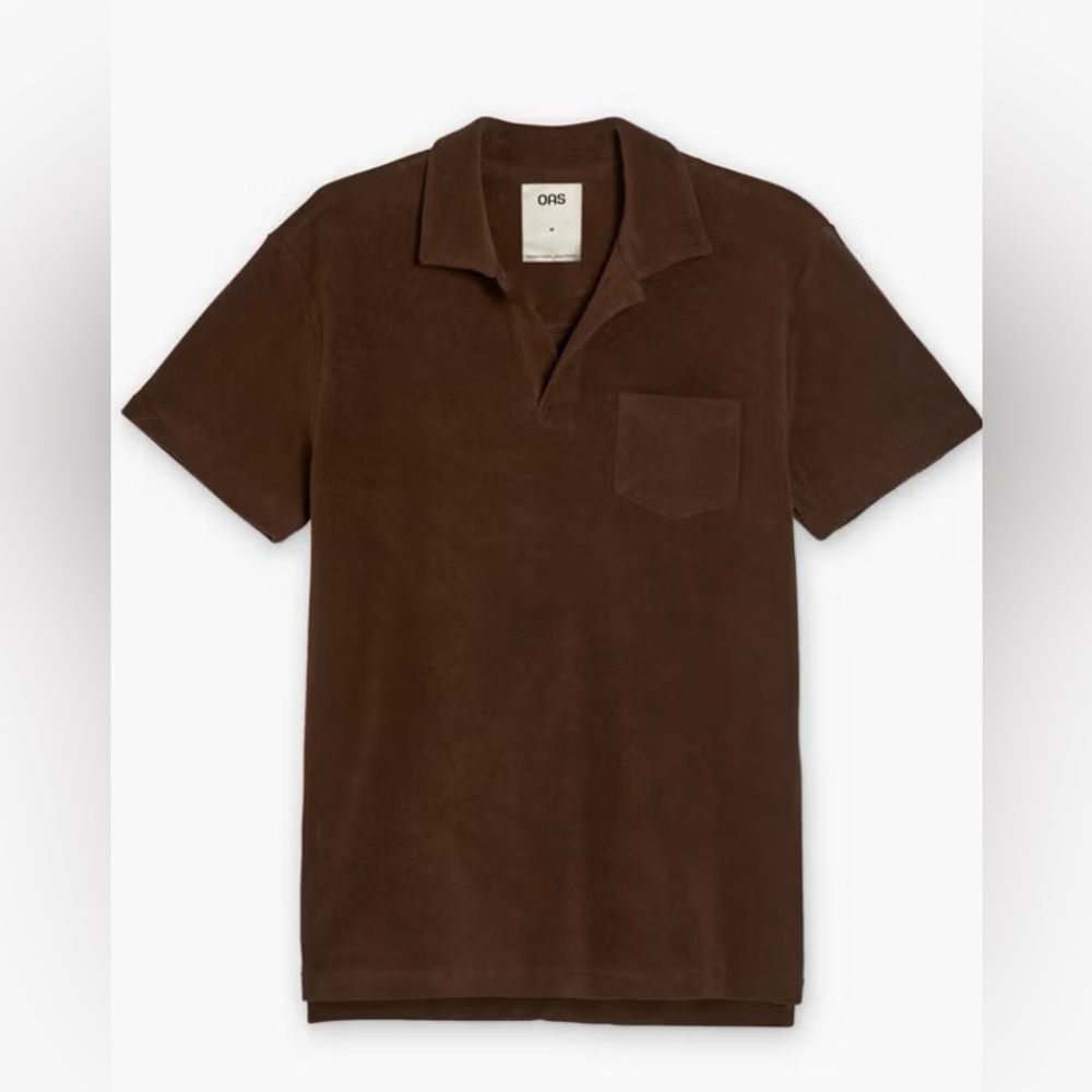 Men’s OAS Brown Terry Polo Shirt - NWT